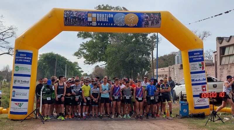Largada de la 4ta Fecha Duatlón Rural en Cañada Rosquín.