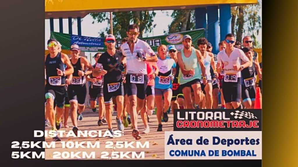 Campeonato de Duatlón Sur Santafesino en Bombal, momento de la largada.