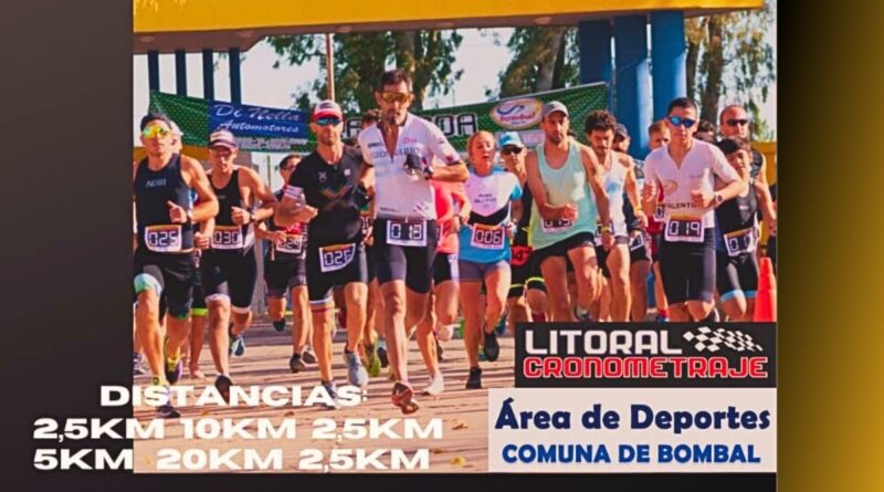 Campeonato de Duatlón Sur Santafesino en Bombal, momento de la largada.