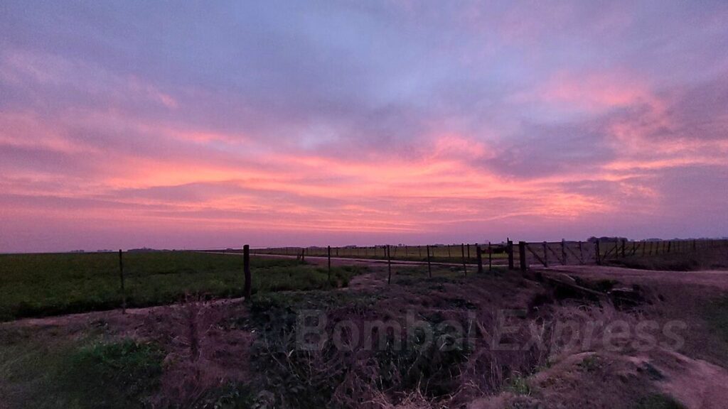 Atardecer en el campo, en la zona rural de Bombal.