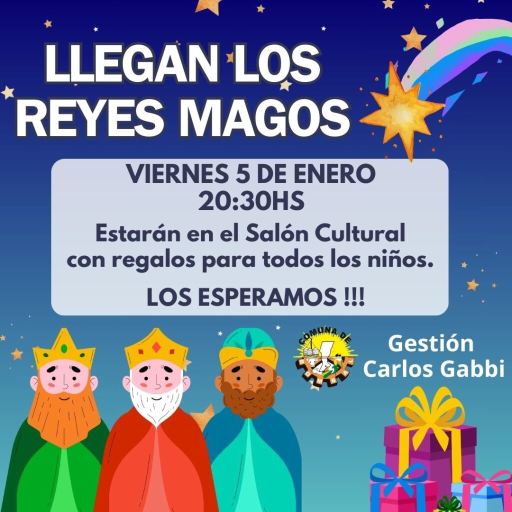 Flyer de la Comuna: Llegan los Reyes Magos.